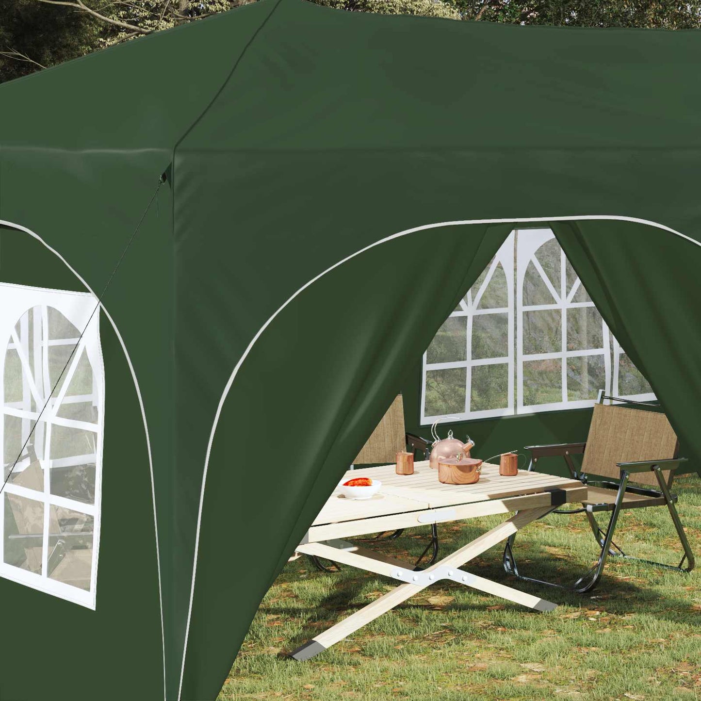 Pop-up Festtelt 575 x 288 x 245 cm Grøn Oxford stof