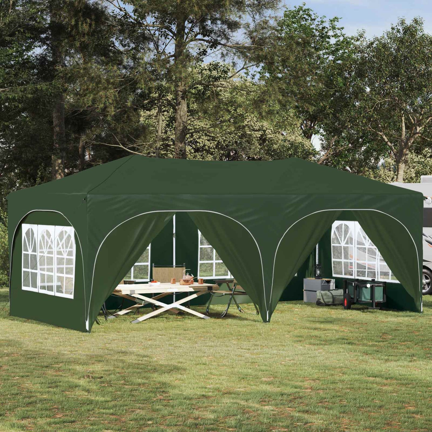 Pop-up Festtelt 575 x 288 x 245 cm Grøn Oxford stof