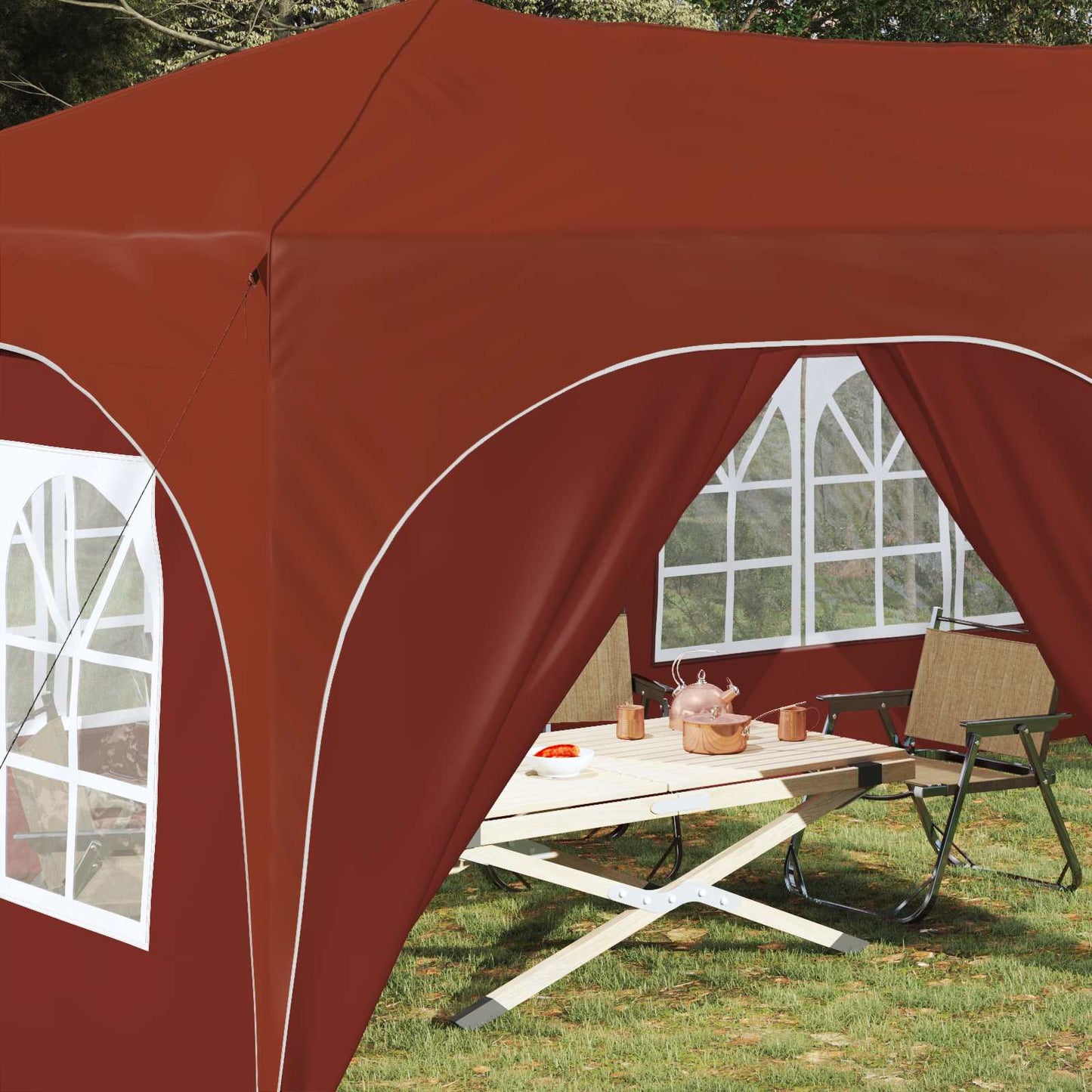 Pop-up Festtelt 575 x 288 x 245 cm Terrakotta Oxford stof