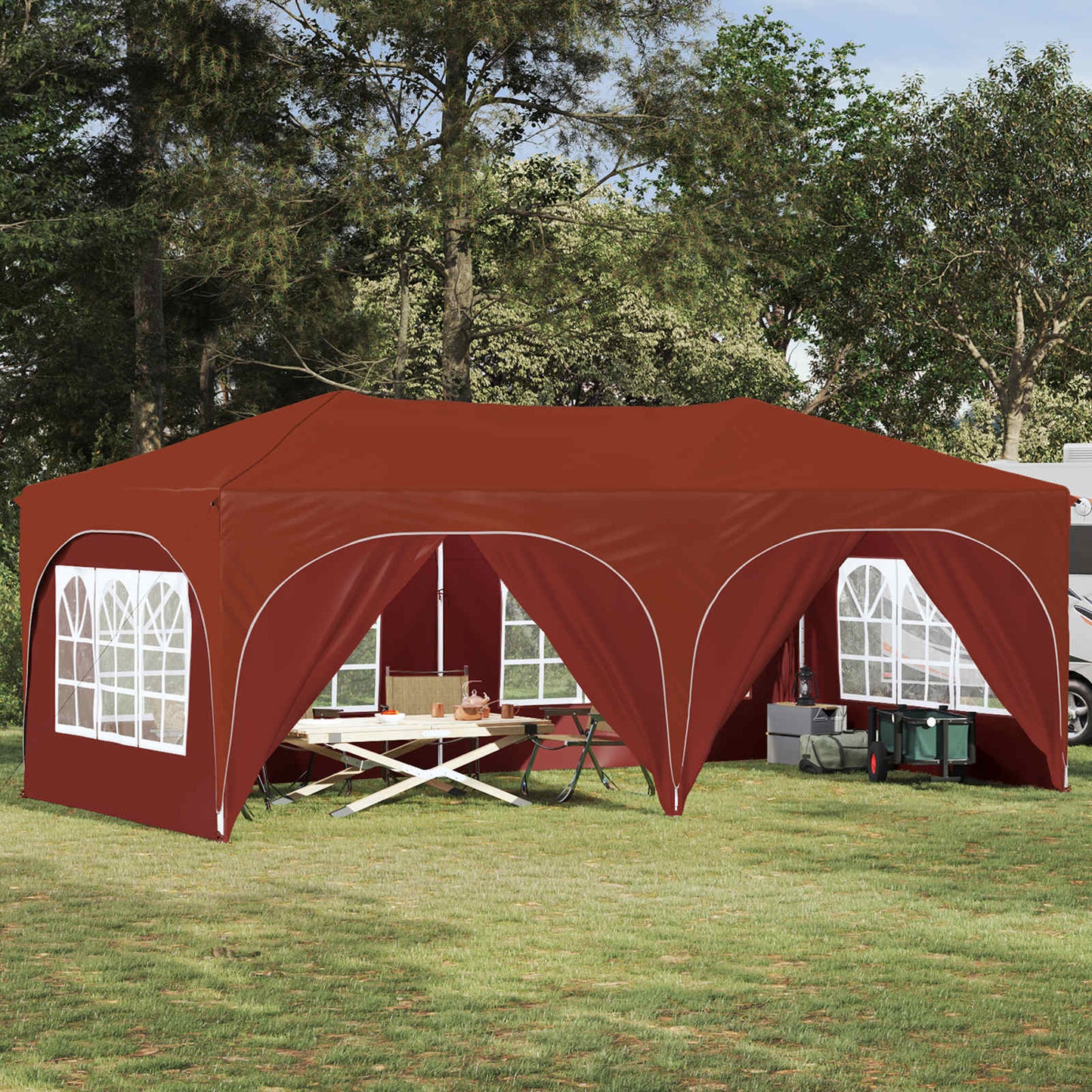 Pop-up Festtelt 575 x 288 x 245 cm Terrakotta Oxford stof