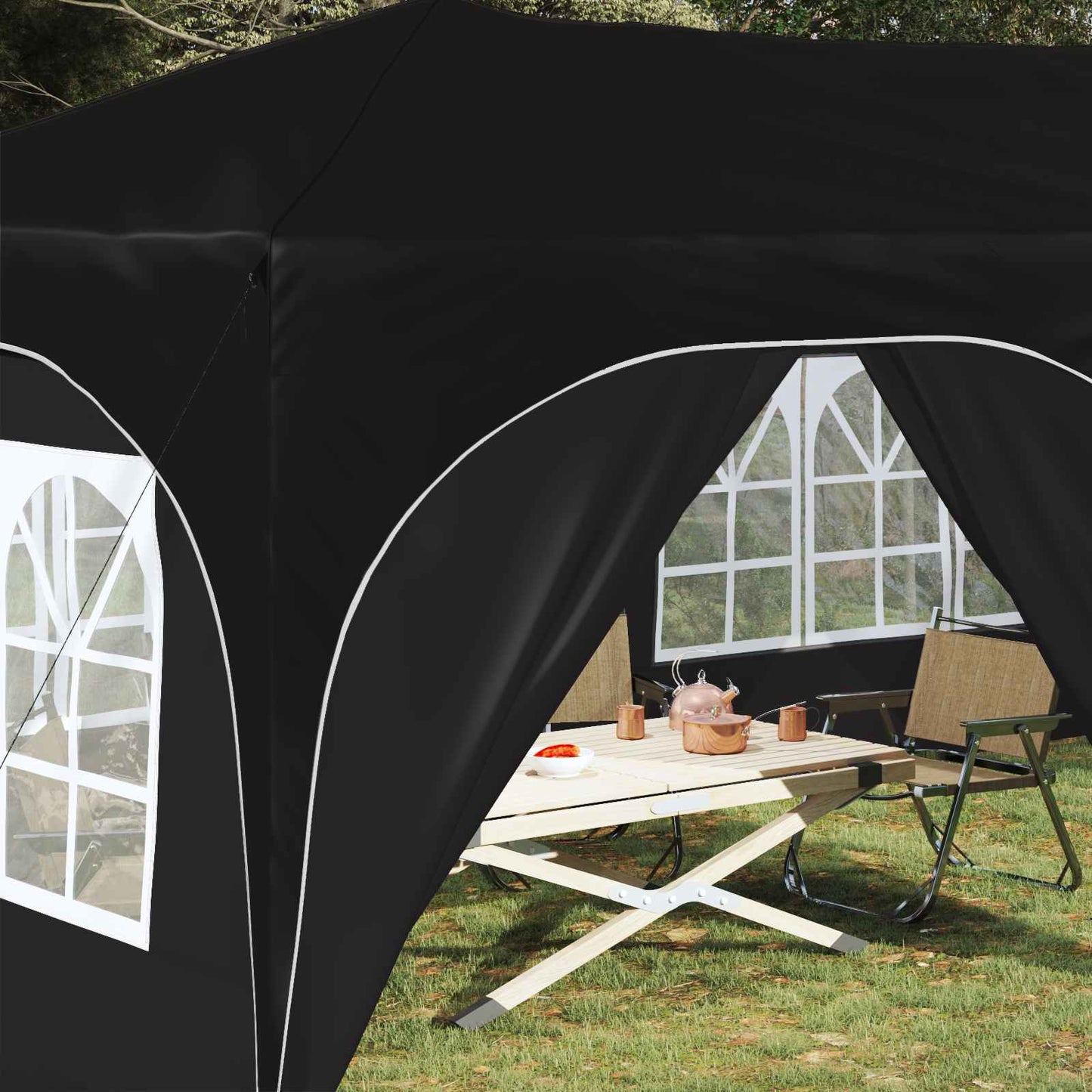 Pop-up Festtelt 575 x 288 x 245 cm Sort Oxford stof