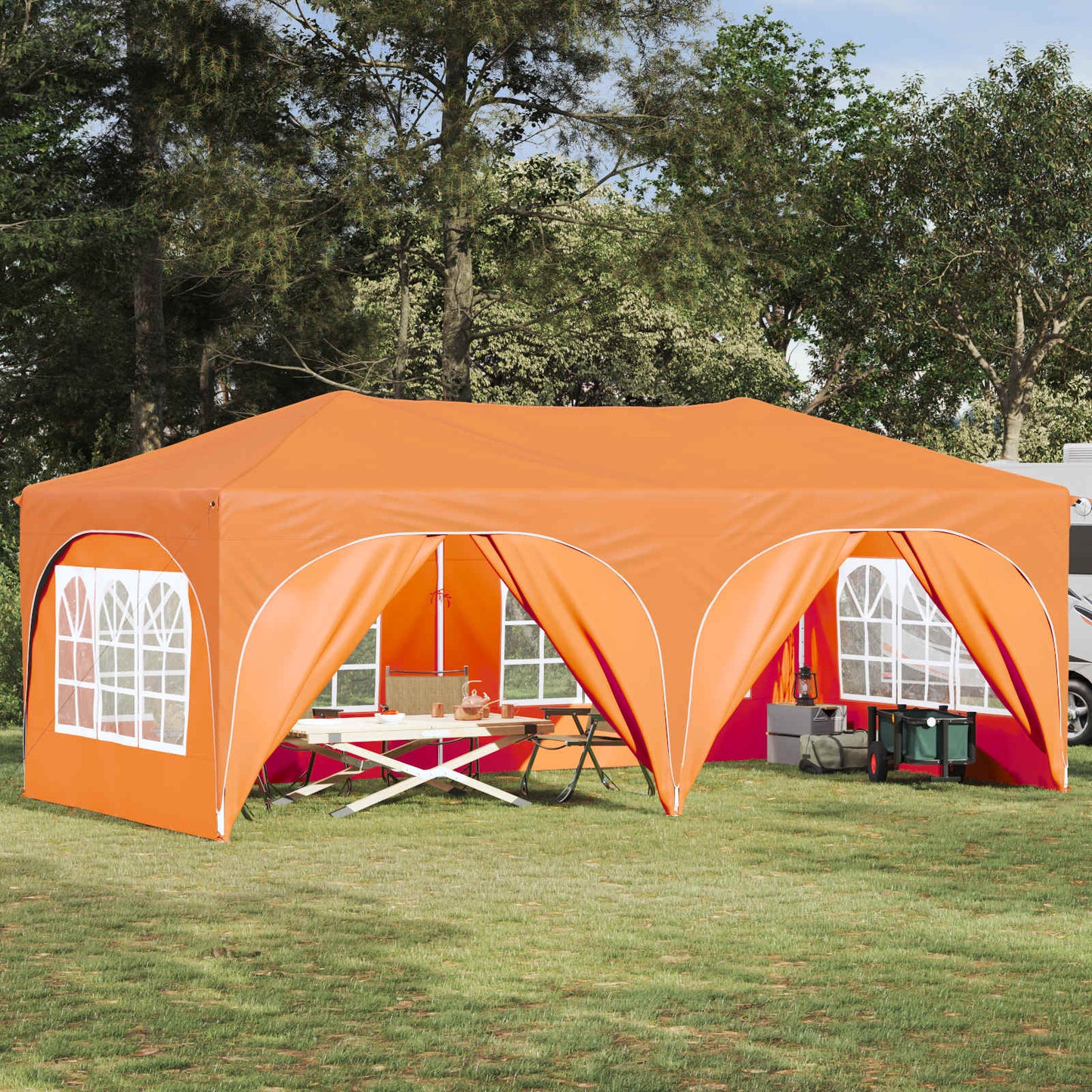Pop-up Festtelt 575 x 288 x 245 cm Orange Oxford stof