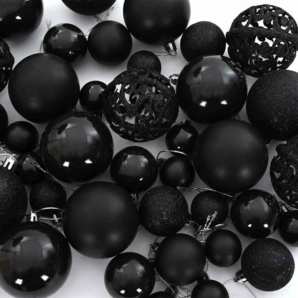 Jule Kuglesæt med 150 LED'er 61 pcs Sort Plastik