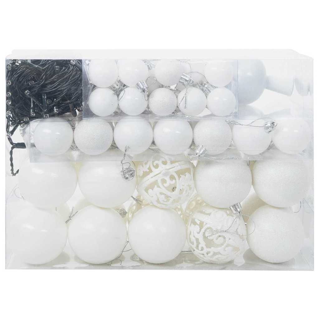 Jule Kuglesæt med 150 LED'er 61 pcs Hvid Plastik