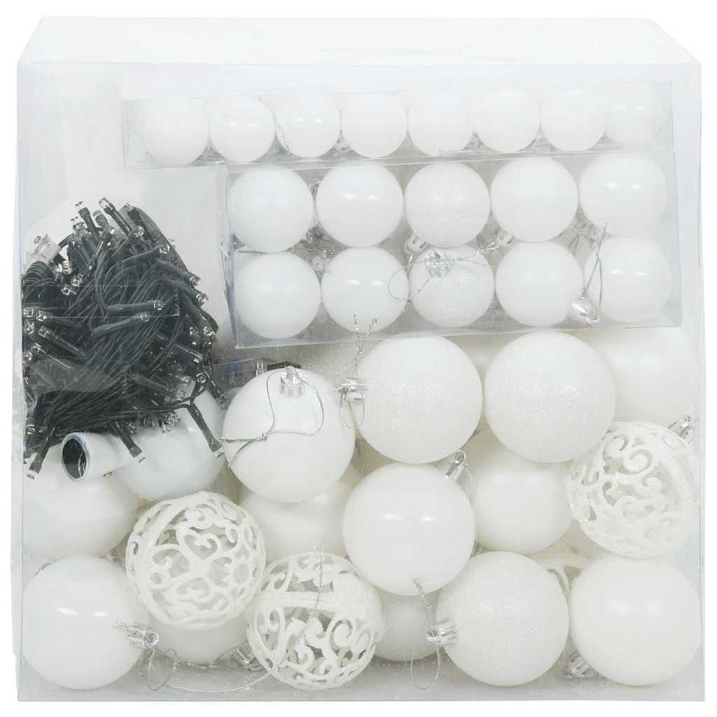 Jule Kuglesæt med 300 LED'er 120 pcs Hvid Plastik