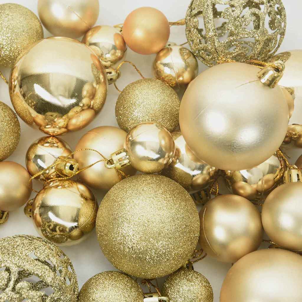 Jule Kuglesæt med 150 LED'er 61 pcs Guld Plastik