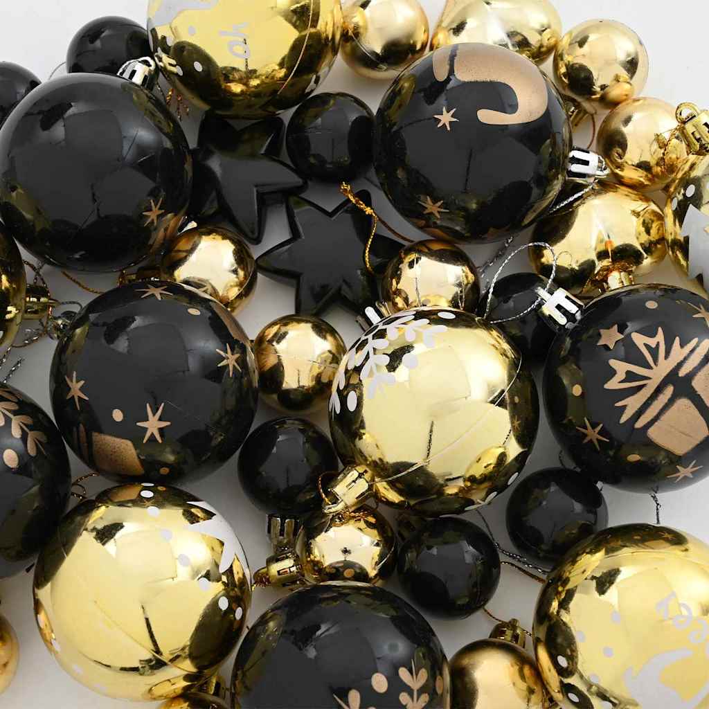 Jule Kuglesæt 40 pcs Sort og Guld Plastik