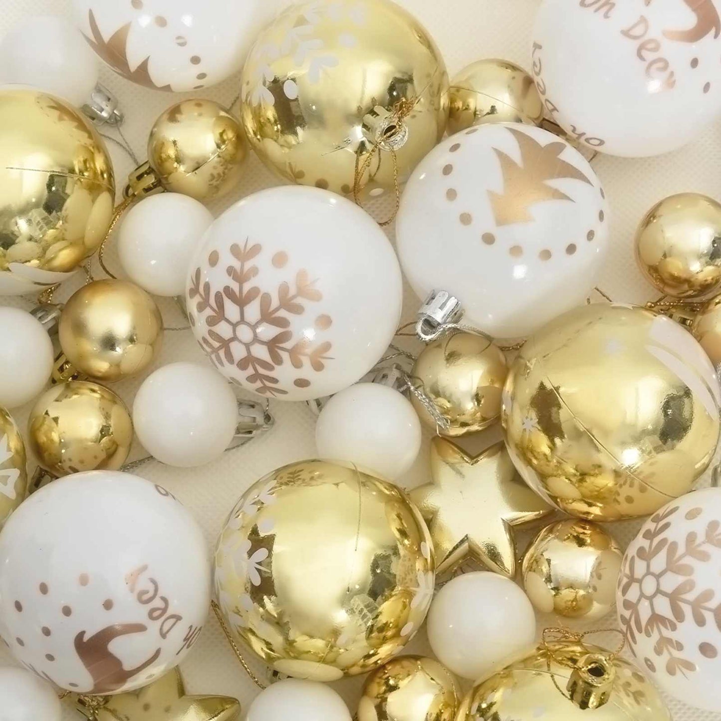 Jule Kuglesæt 40 pcs Hvid og guld Plastik