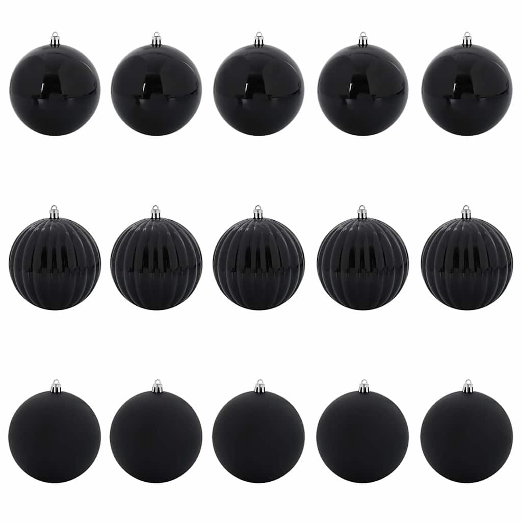 Juletræsbommelæt XL 15 pcs Sort Ø 10 cm Plastik LED'er