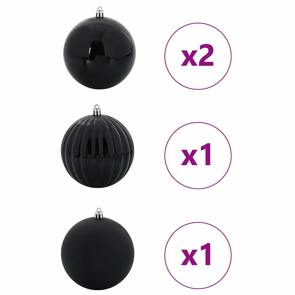 Julepynt Set XXL 4 pcs Sort Ø 20 cm Plastik LED'er