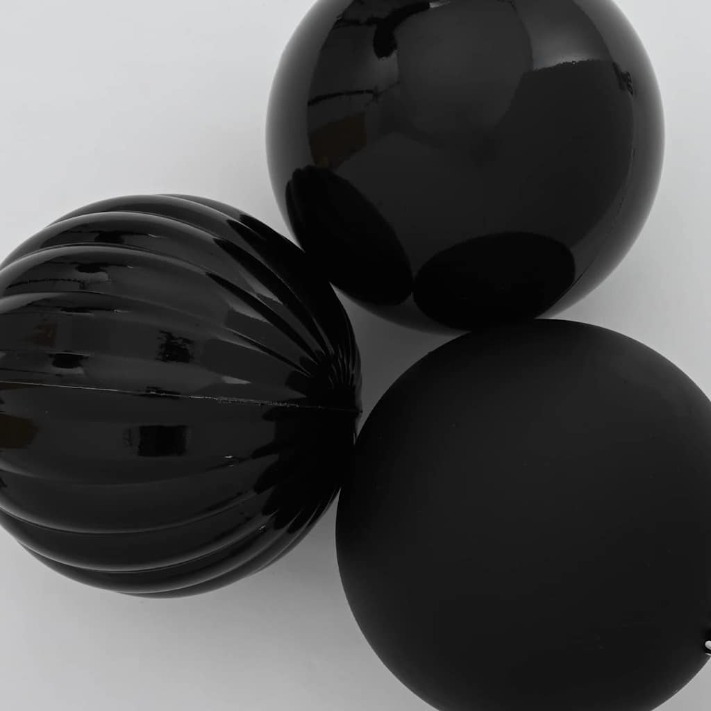 Julepynt Sæt XXL 3 pcs Sort Ø 25 cm Plastik LED'er
