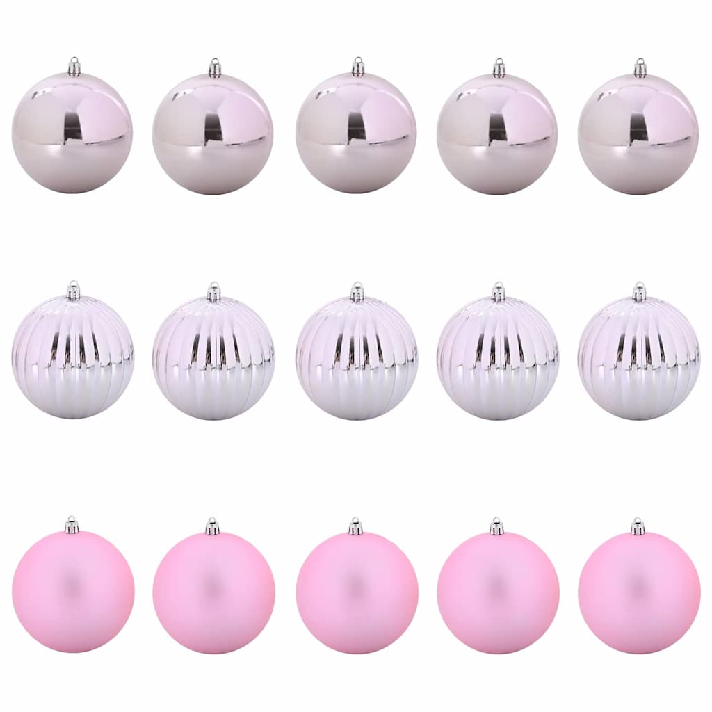 Jule Kugle Sæt XL 15 pcs Lyserød Ø 10 cm Plastik LED'er