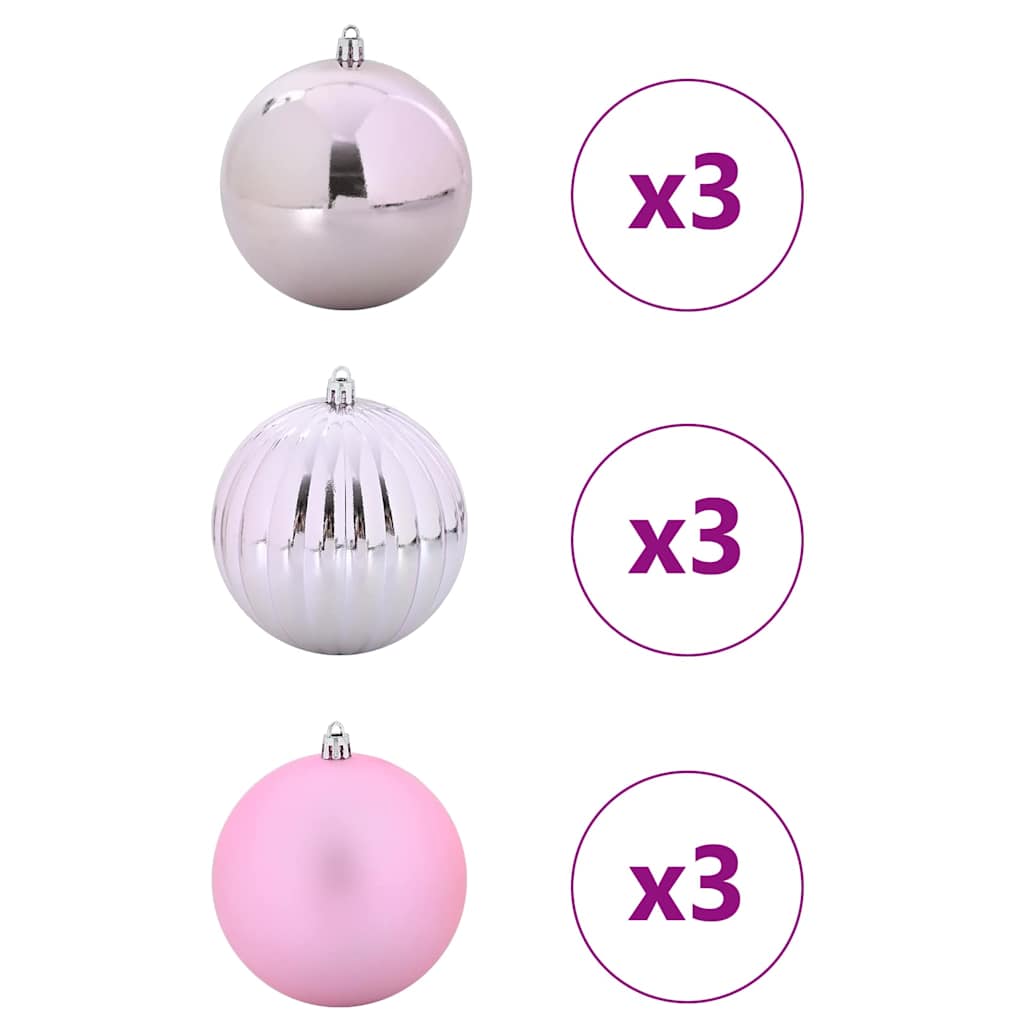 Juleklode Sæt XL 9 pcs Lyserød Ø 15 cm Plastik LED'er
