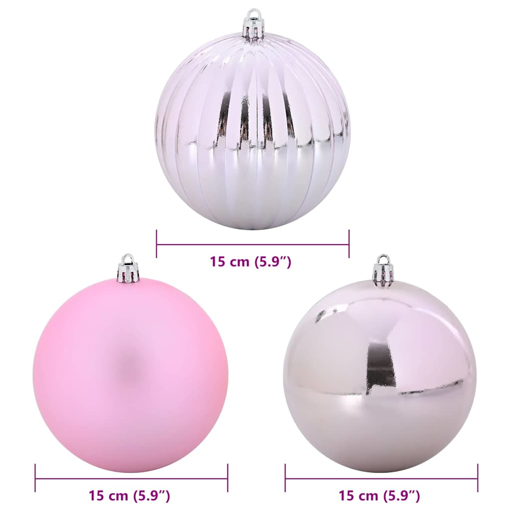 Juleklode Sæt XL 9 pcs Lyserød Ø 15 cm Plastik LED'er