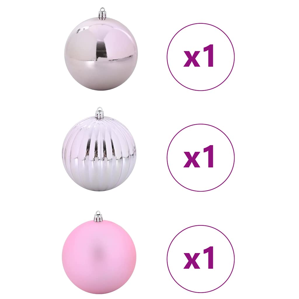 Julepynt Set XXL 3 pcs Lyserød Ø 25 cm Plastik LED'er