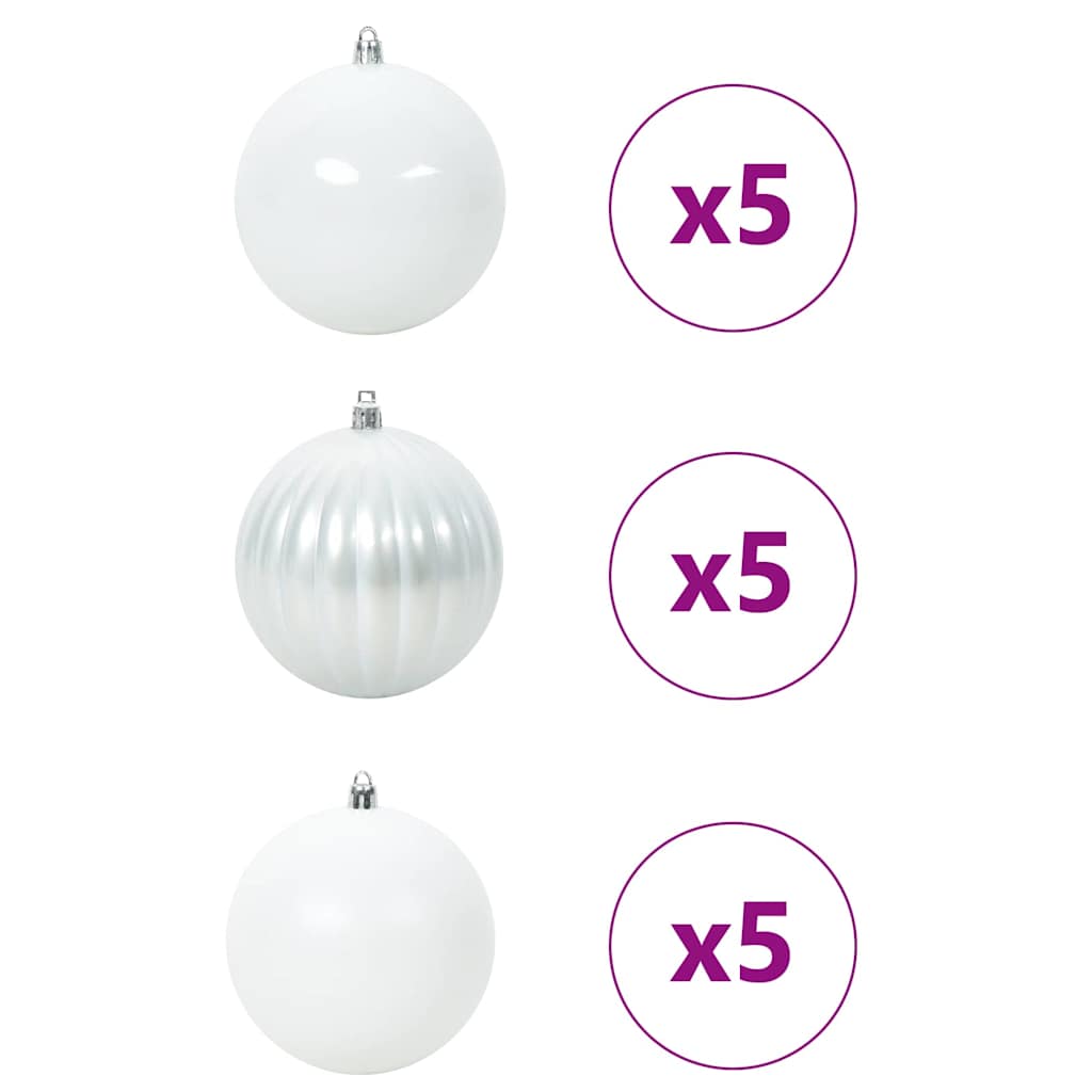 Juletræsbommelæt XL 15 pcs Hvid Ø 10 cm Plastik LED'er