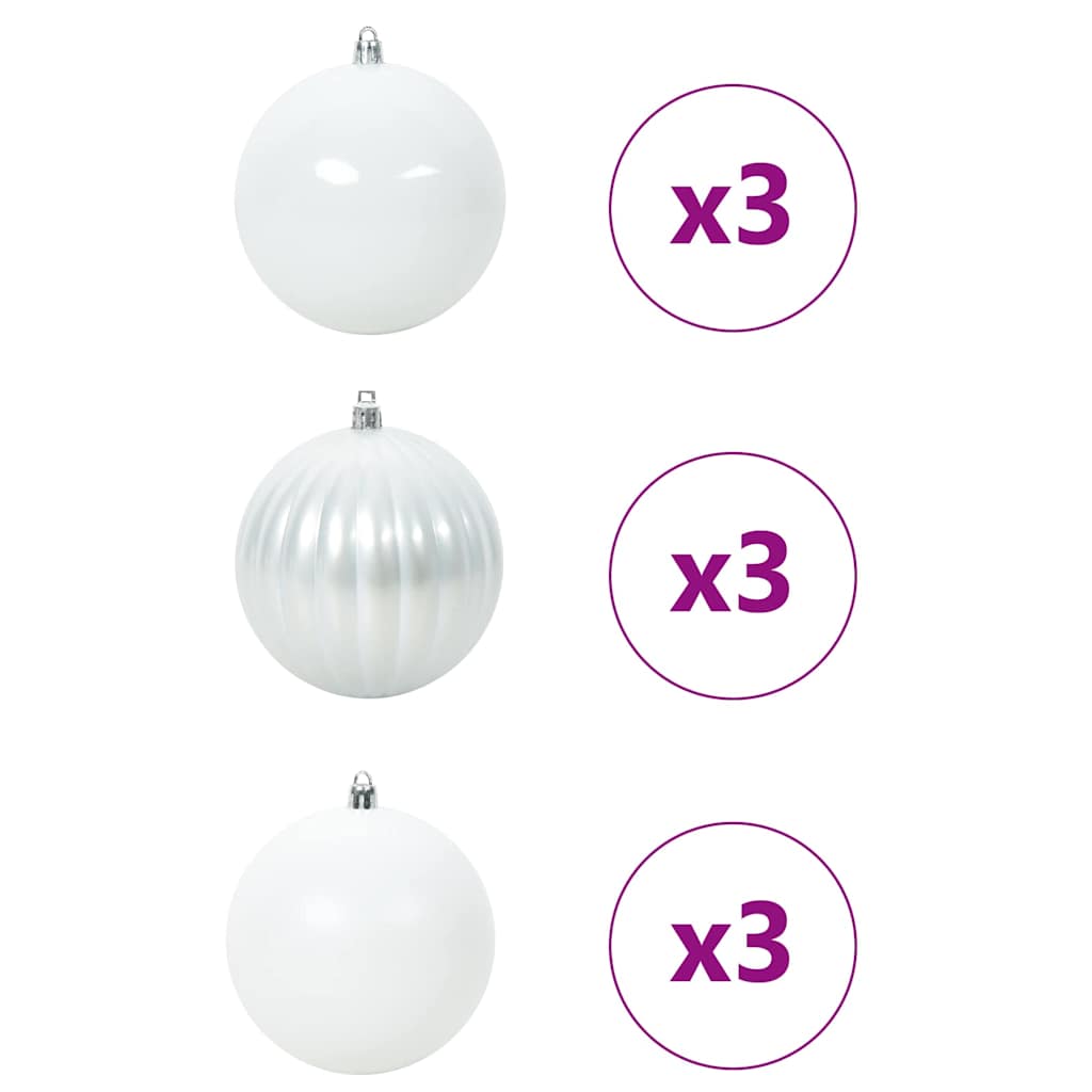 Julepynt Sæt XL 9 pcs Hvid Ø 15 cm Plastik LED'er