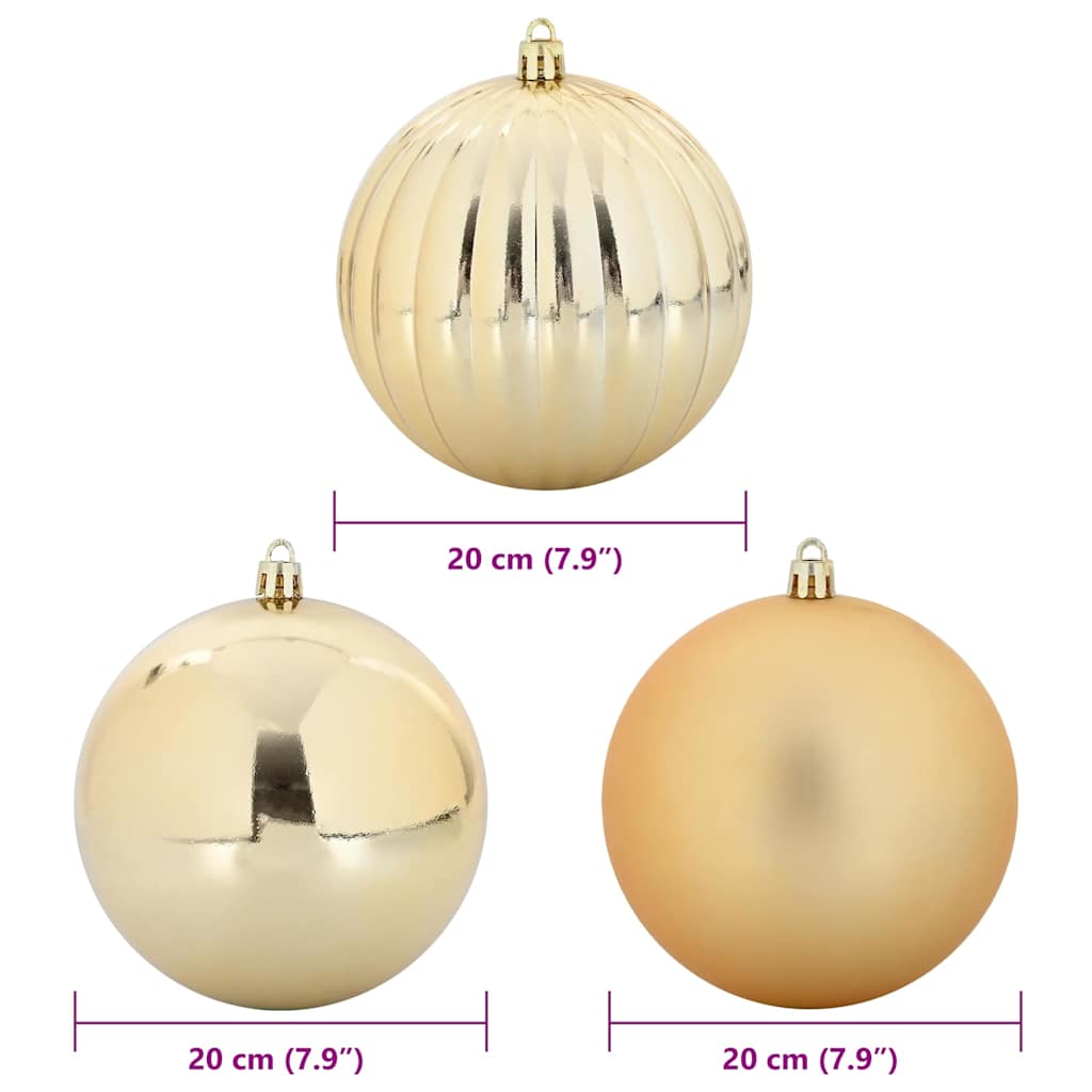 Julepynt Sæt XXL 4 pcs Guld Ø 20 cm Plastik LED'er