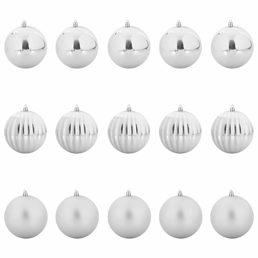 Juletræsbommelæt XL 15 pcs Sølv Ø 10 cm Plastik LED'er