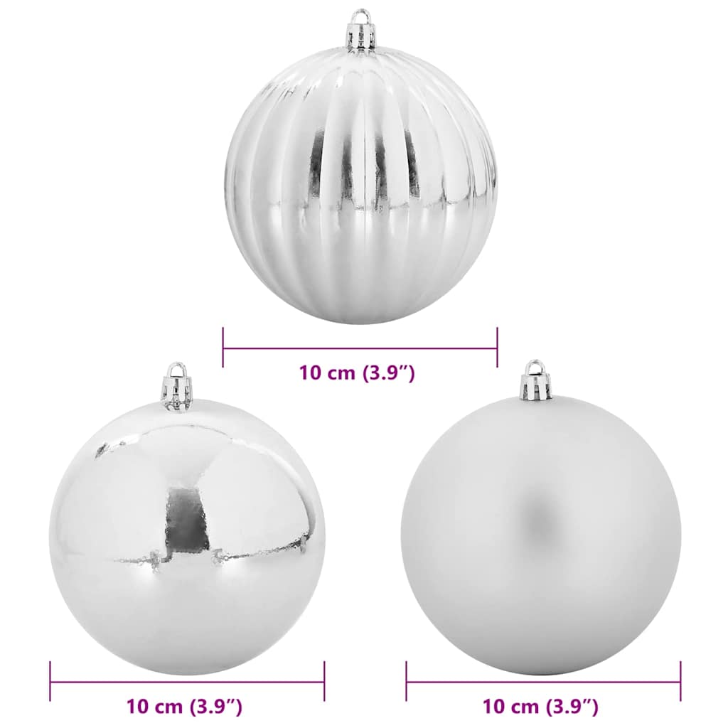 Juletræsbommelæt XL 15 pcs Sølv Ø 10 cm Plastik LED'er