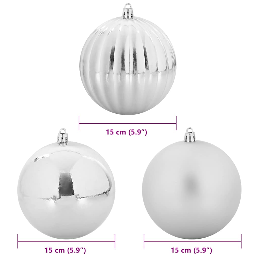 Julepynt Sæt XL 9 pcs Sølv Ø 15 cm Plastik LED'er