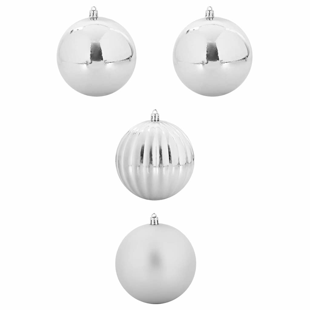 Julepynt Set XXL 4 pcs Sølv Ø 20 cm Plastik LED'er