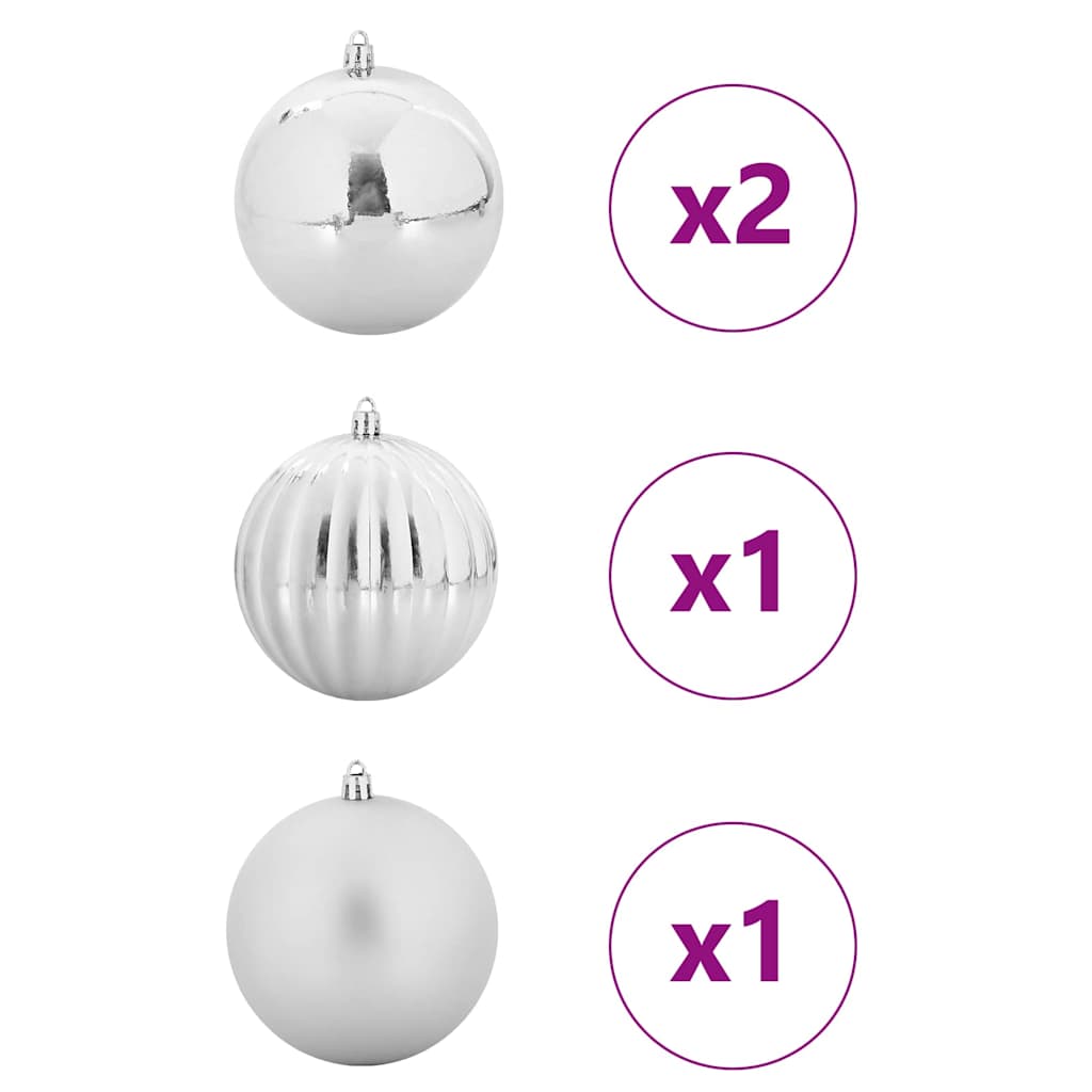 Julepynt Set XXL 4 pcs Sølv Ø 20 cm Plastik LED'er