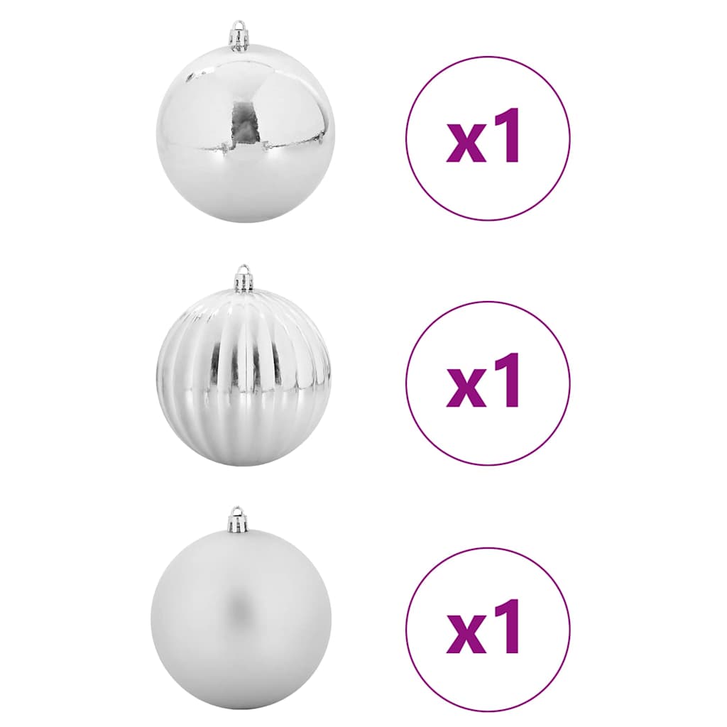 Julepynt Satz XXL 3 pcs Sølv Ø 25 cm Plastik LED'er