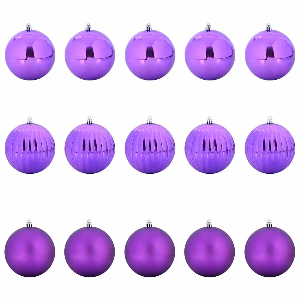 Juletræsbommelæt XL 15 pcs Lilla Ø 10 cm Plastik LED'er