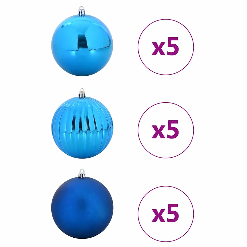 Juletræsbommelæt XL 15 pcs Blå Ø 10 cm Plastik LED'er