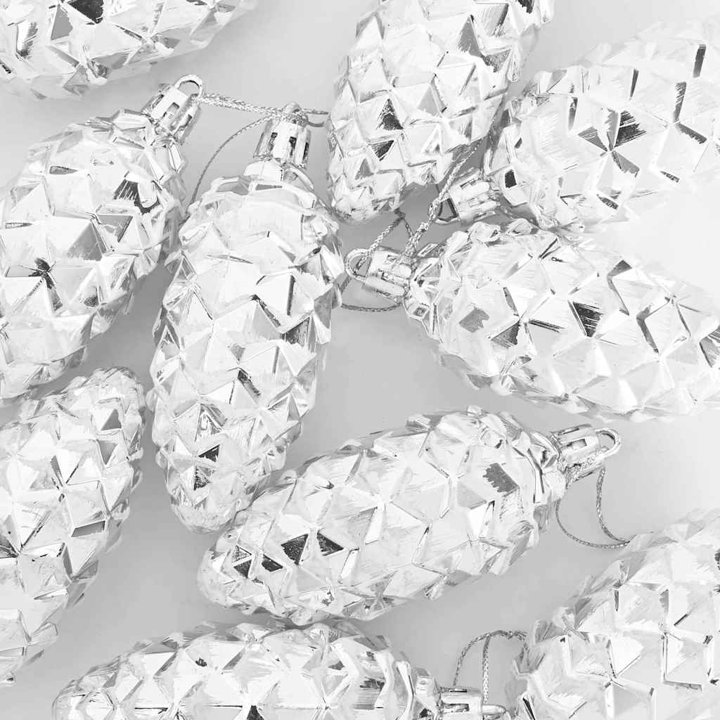 Julefyrrekoglebold 40 pcs Sølv Plastik