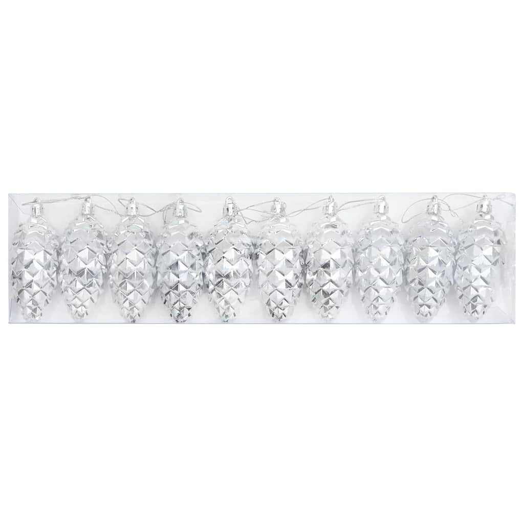 Julefyrrekoglebold 40 pcs Sølv Plastik