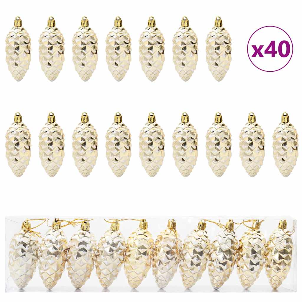 Julefyrrekoglebold 40 pcs Guld Plastik