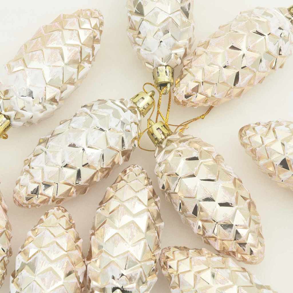 Julefyrrekoglebold 40 pcs champagnefarvet Plastik