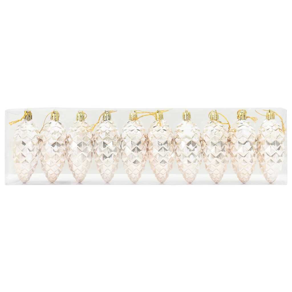 Julefyrrekoglebold 40 pcs champagnefarvet Plastik