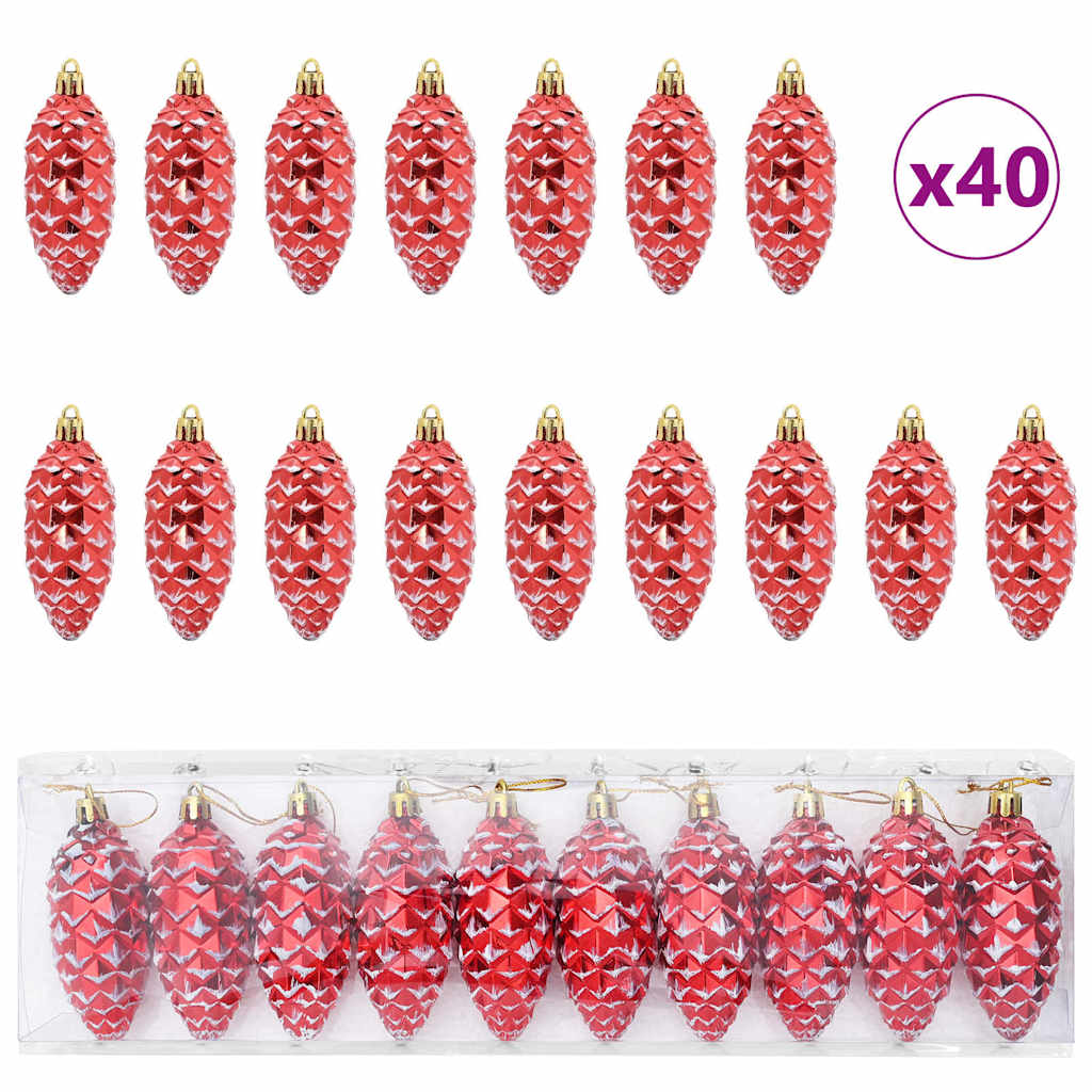 Julefyrrekoglebold 40 pcs Rød Plastik