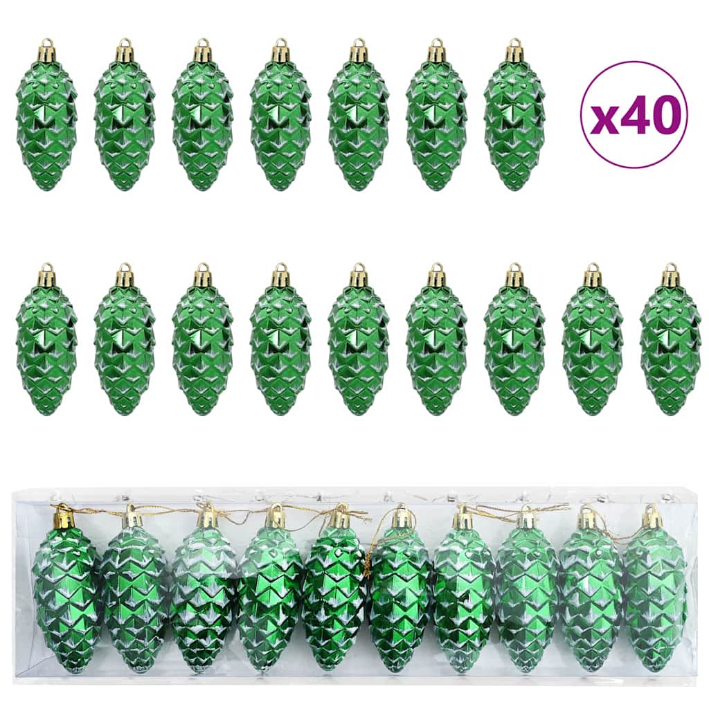 Julefyrrekoglebold 40 pcs Grøn Plastik