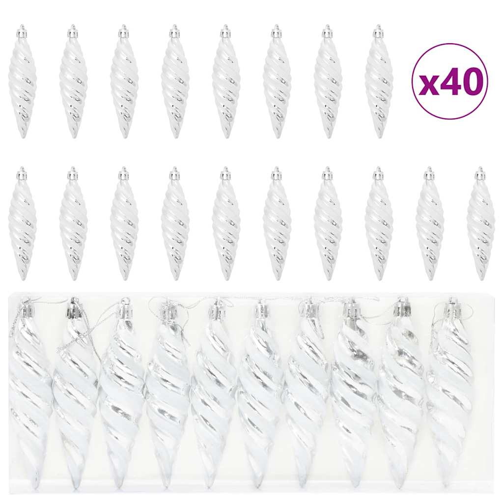Jule Spiral Formet Kugle 40 pcs Sølv Plastik