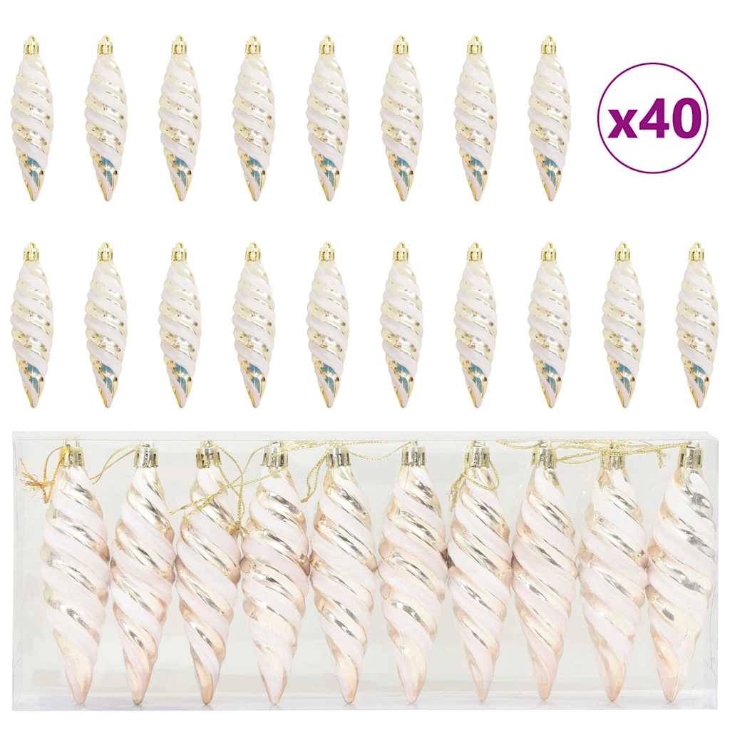 Jule Spiral Formet Kugle 40 pcs champagnefarvet Plastik