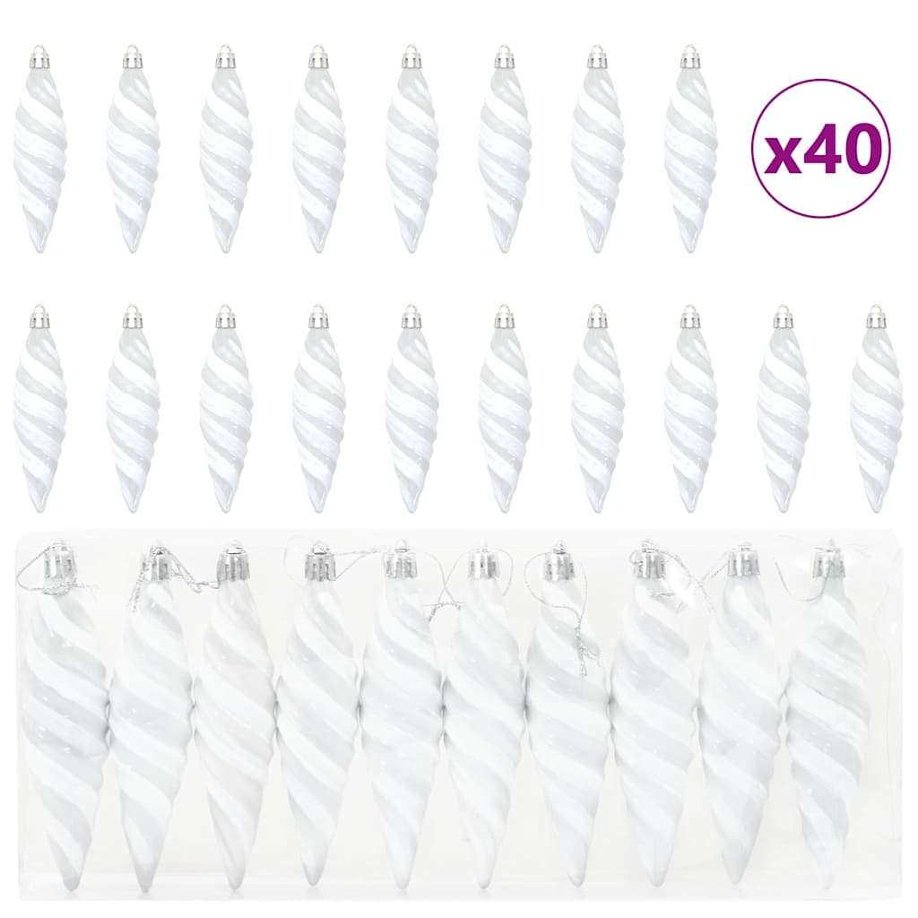 Jule Spiral Formet Kugle 40 pcs Hvid Plastik