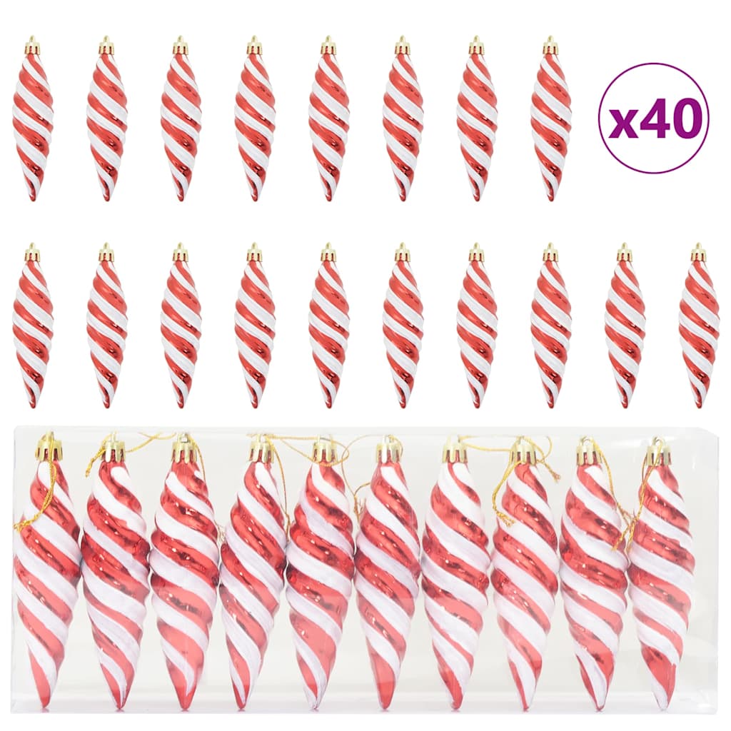 Jule Spiral Formet Kugle 40 pcs Rød Plastik