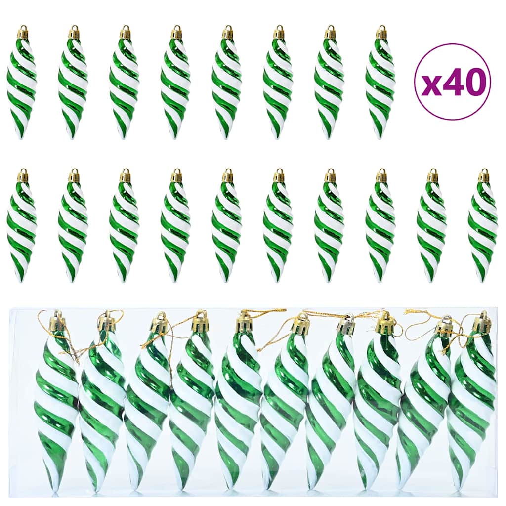Jule Spiral Formet Kugle 40 pcs Grøn Plastik