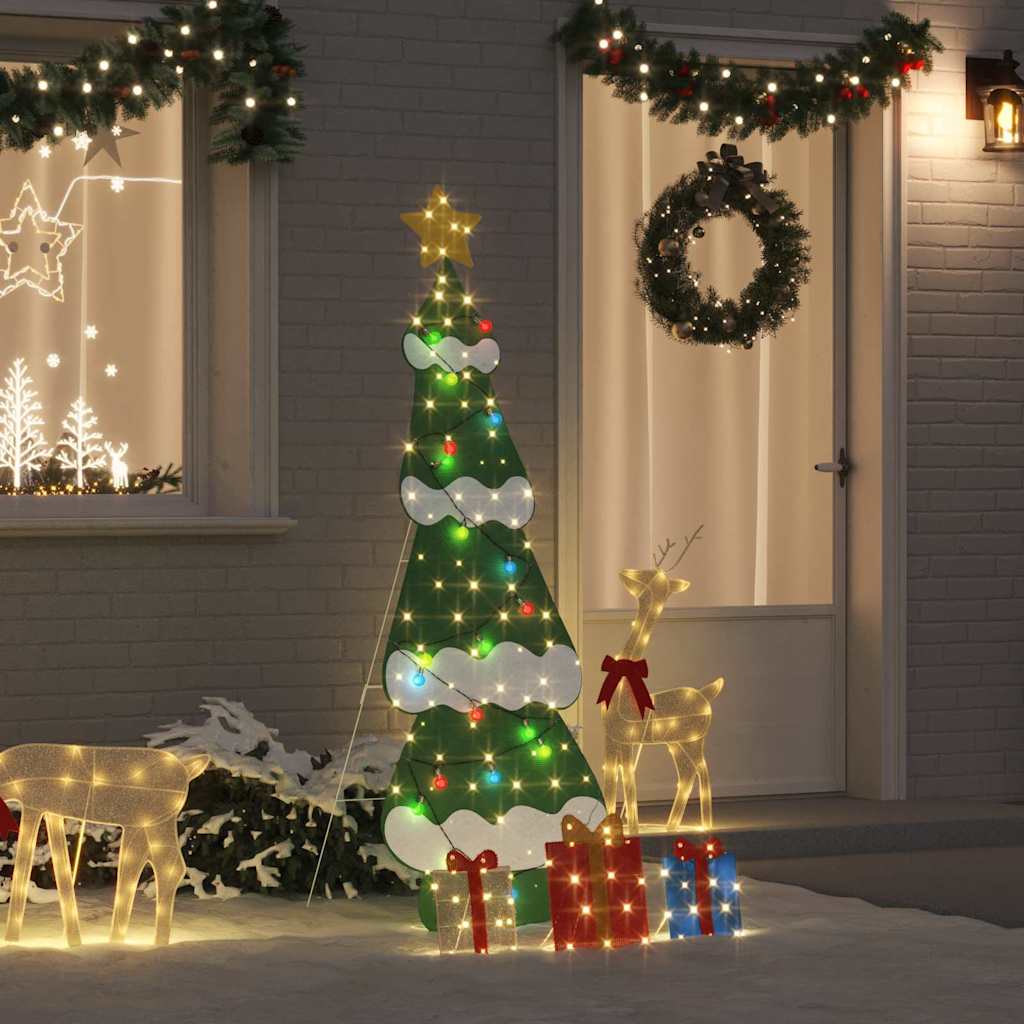 Belyst juletræ 2D med 3 gaveæsker - varm hvid LED, flerfarvet, 180 cm