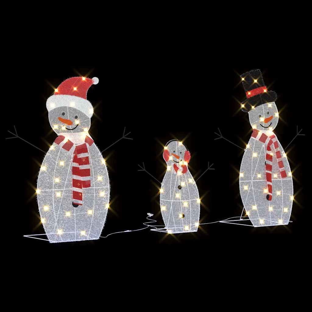 Belyst Snemand Familie 3 pcs Varm hvid Polyester