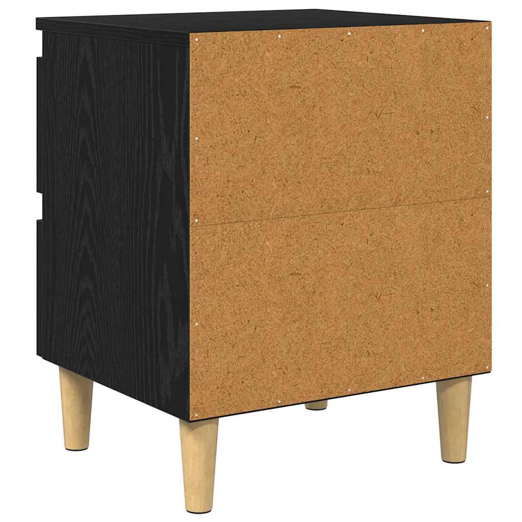 Sengeskab med skuffe Sort eg 40 x 35 x 50 cm Konstrueret træ