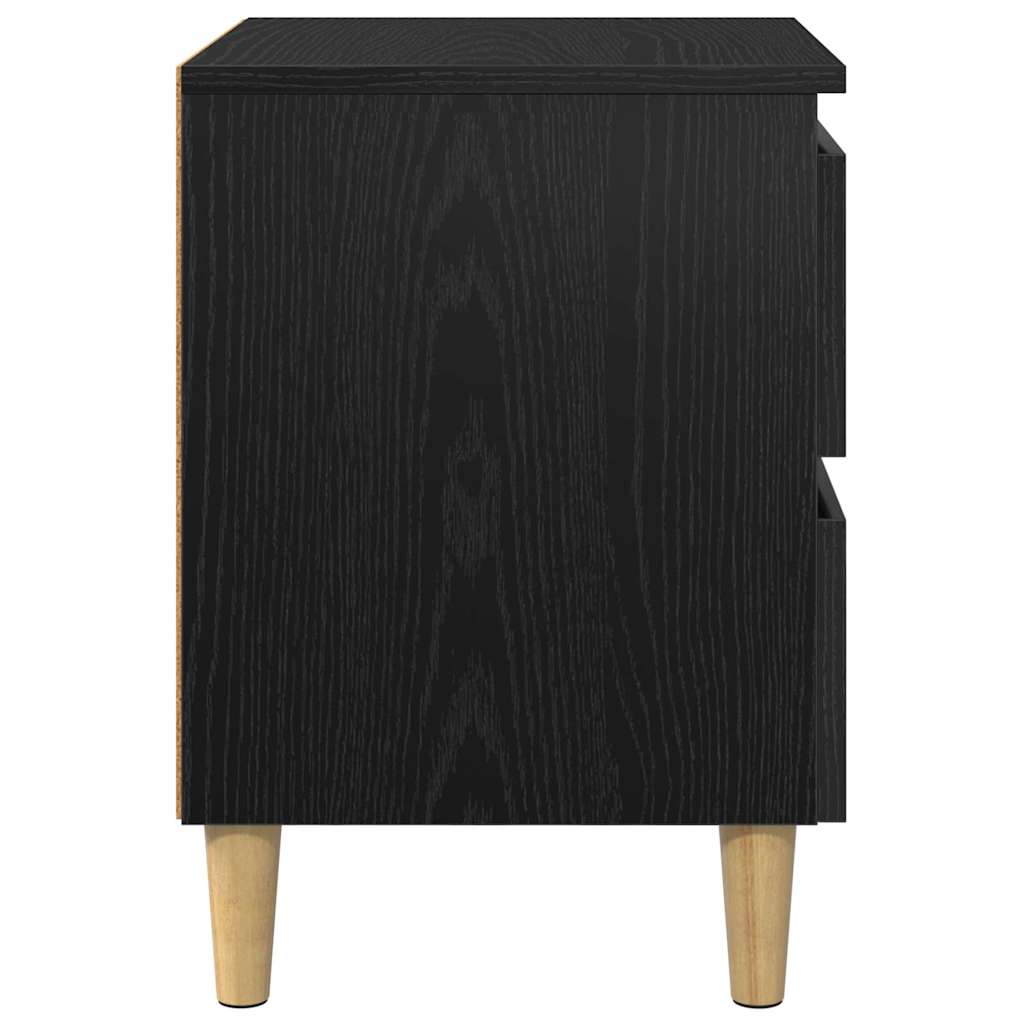 Sengeskab med skuffe Sort eg 40 x 35 x 50 cm Konstrueret træ