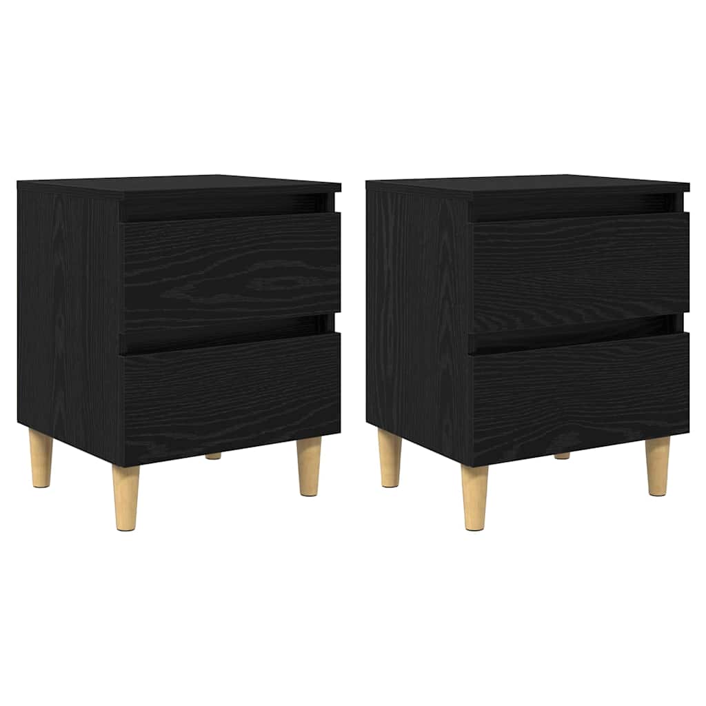 Sengeskabe 2 pcs Sort eg 40 x 35 x 50 cm Konstrueret træ