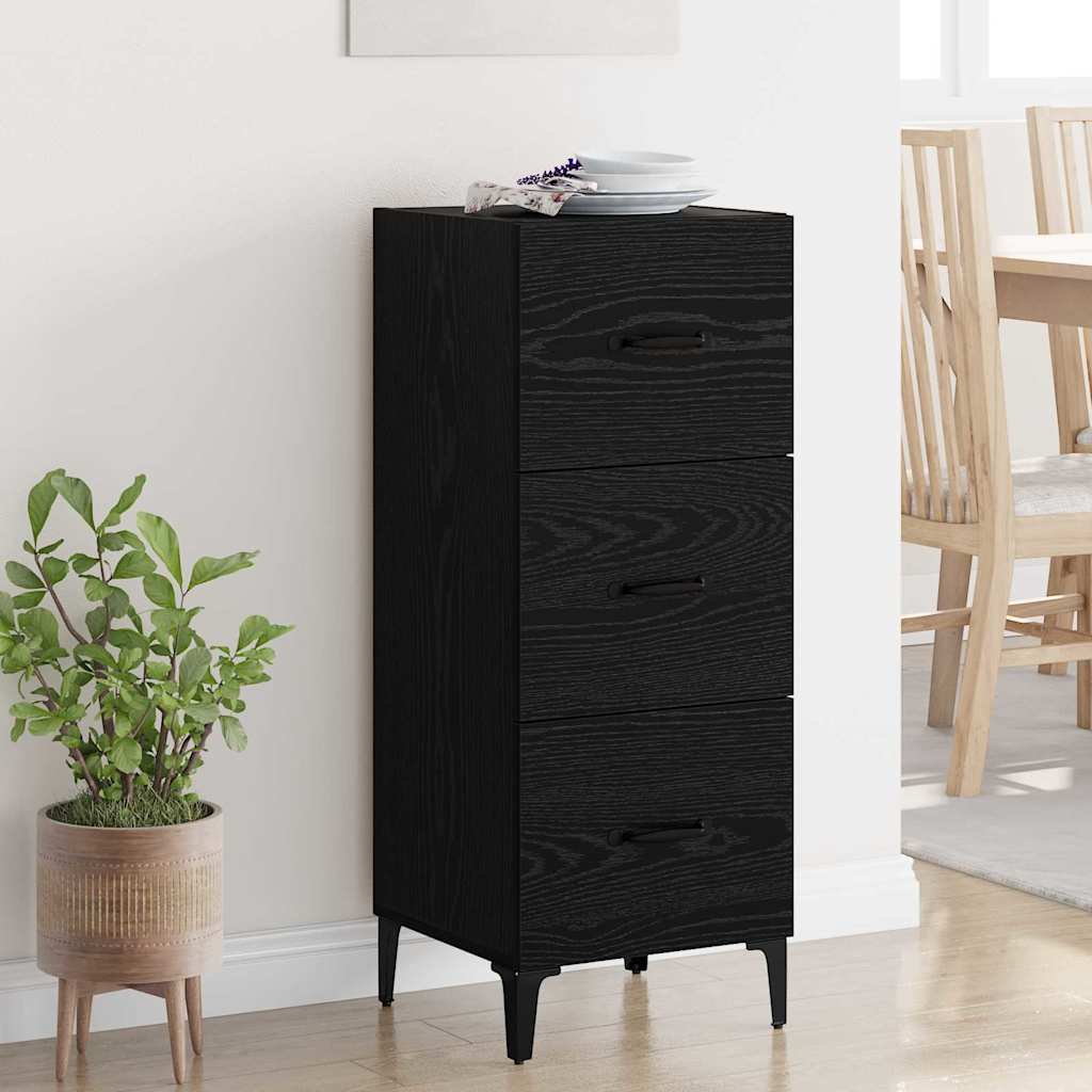 Sideboard med skuffe Sort eg 34,5 x 34 x 90 cm Konstrueret træ