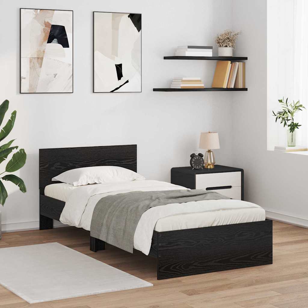 Sengestel med hovedgærde Sort eg 100 x 200 cm Konstrueret træ