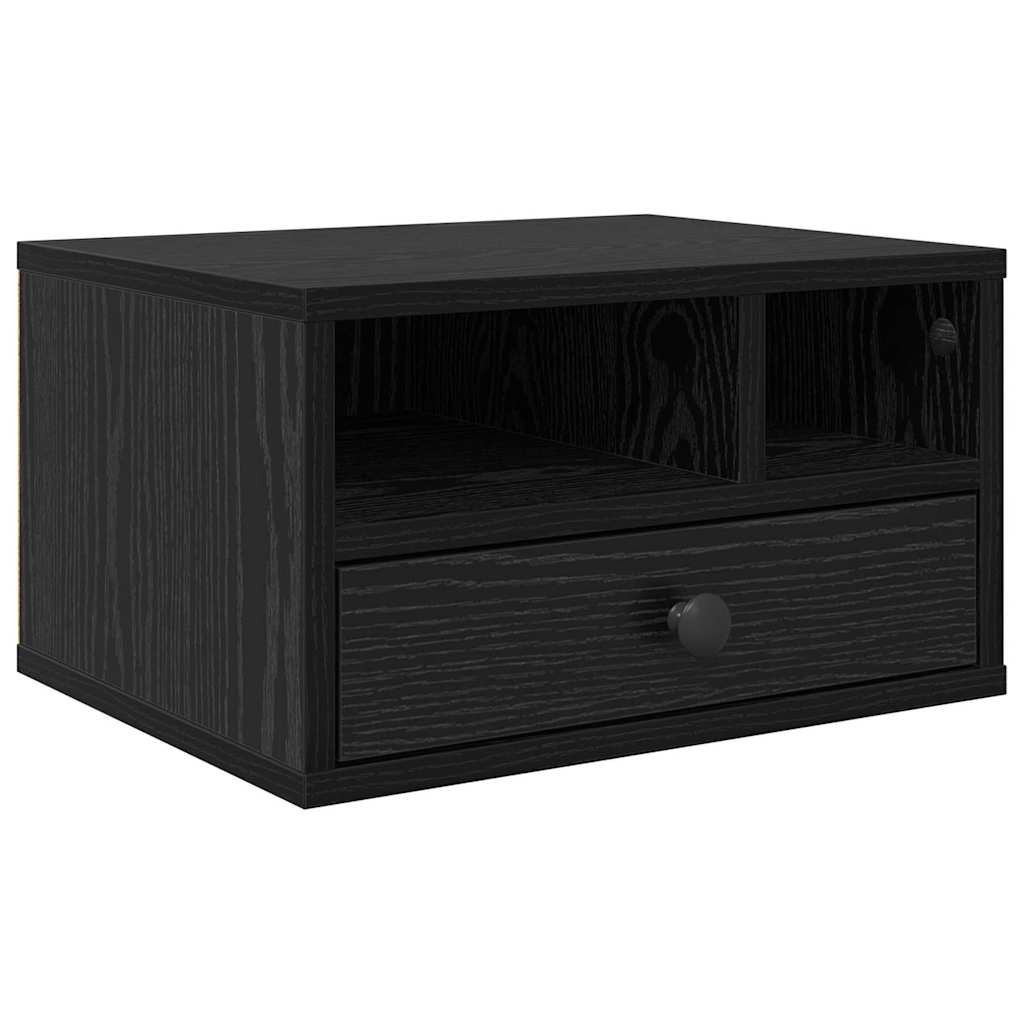 Printerstand med skuffe Sort eg 40 x 32 x 24 cm Konstrueret træ